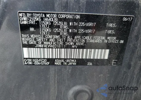2017 Toyota Rav4 Xle z USA, uszkodzony, nr VIN JTMRFREV9HD218117